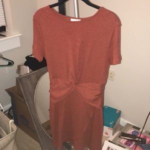 Burgundy front twist dress